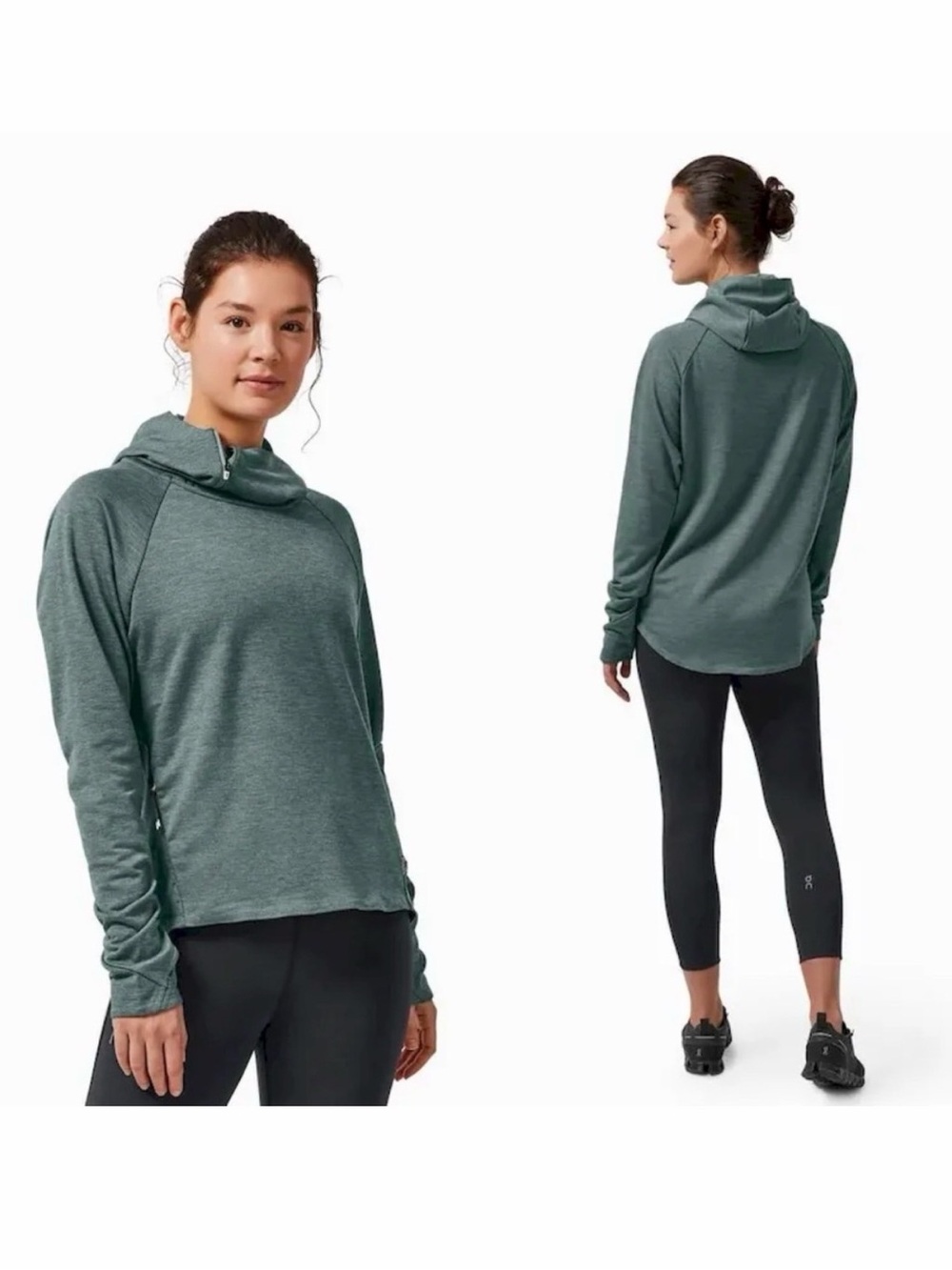 On Running Women's Hooded Pullover - Heathered Teal Green